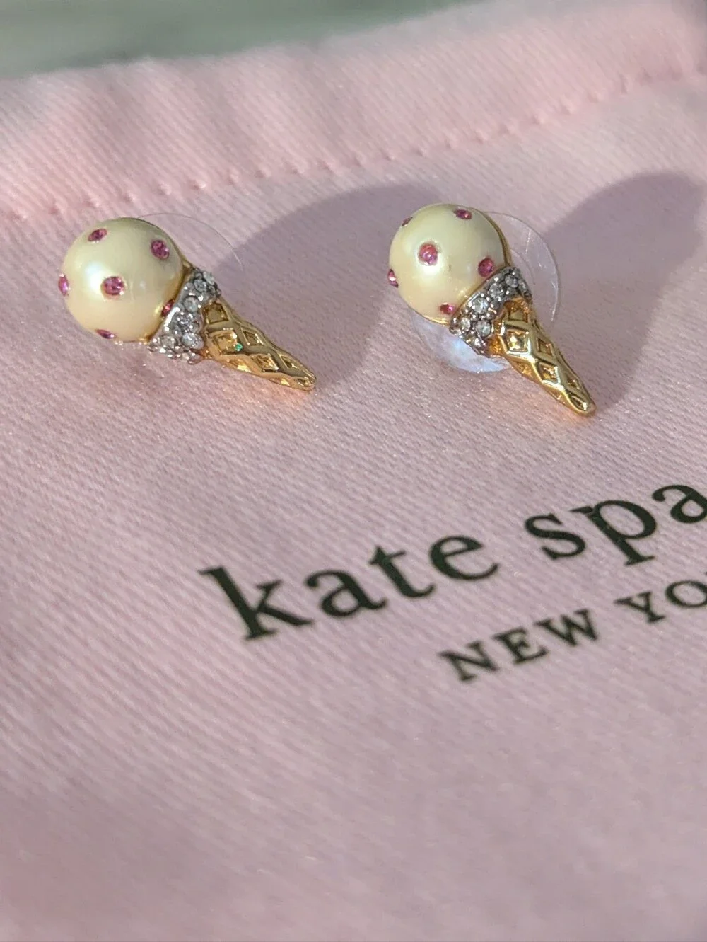 Kate Spade Carnival Nights Ice Cream Cone Stud Earrings - EUC in dust bag